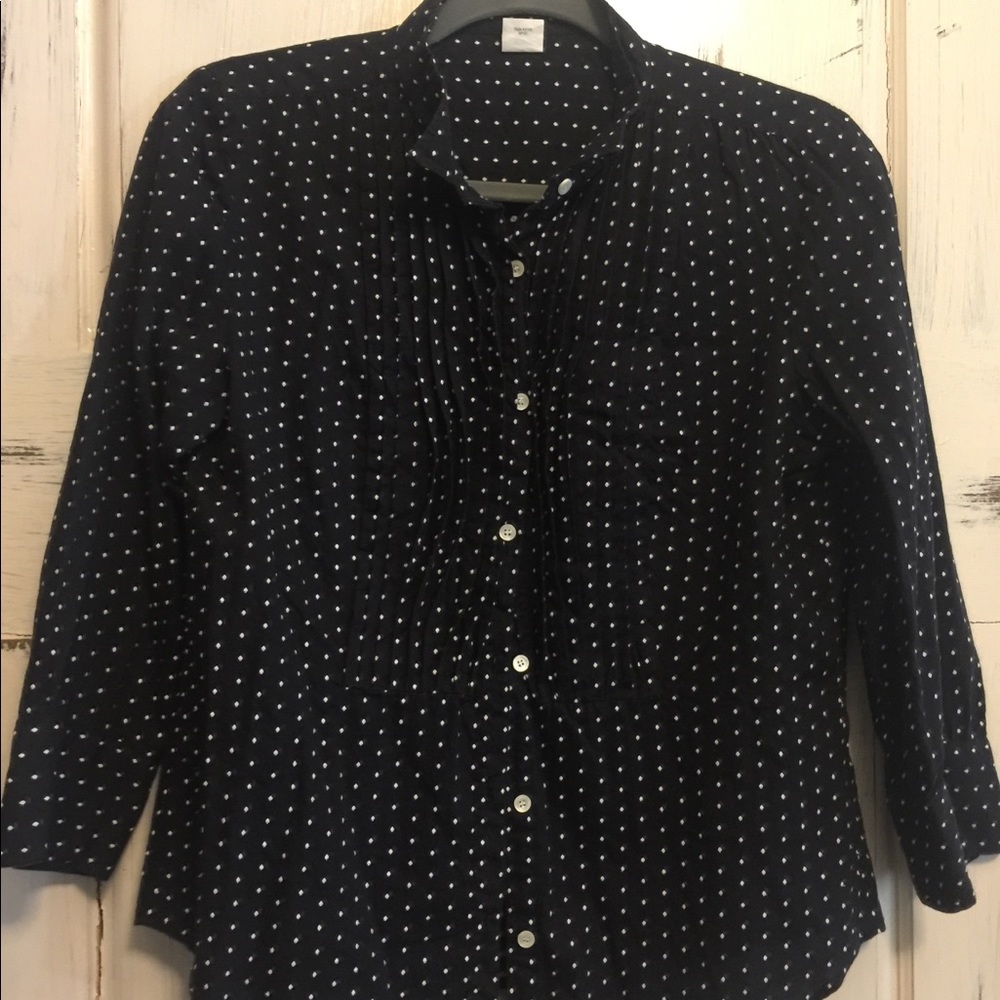 J.Crew navy and white button up shirt size 8